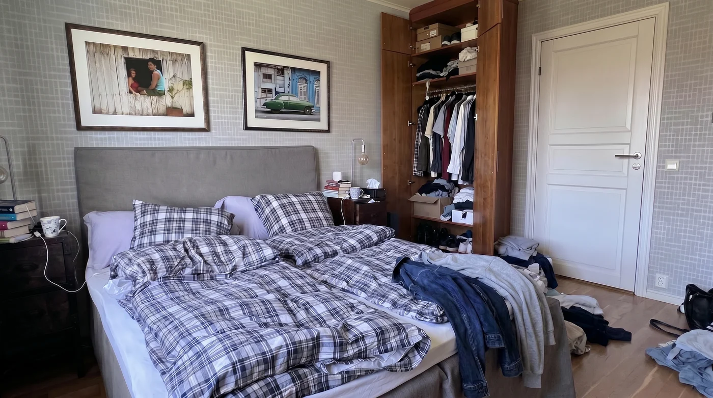 Original bedroom photograph before image preparation